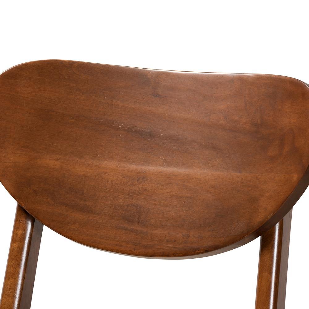 Sand Fabric Upholstered and Walnut Brown Finished Wood 2-Piece Bar Stool Set