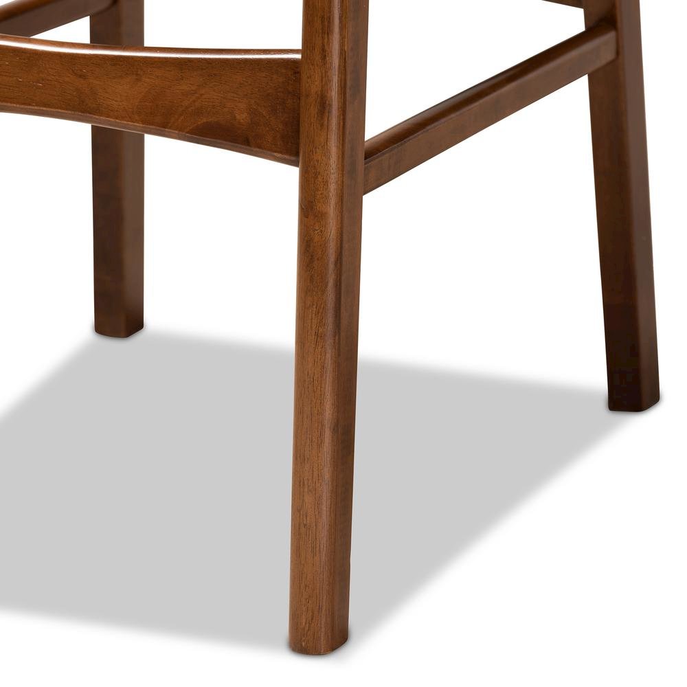 Sand Fabric Upholstered and Walnut Brown Finished Wood 2-Piece Bar Stool Set