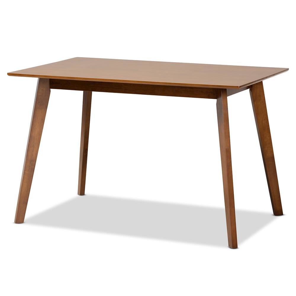 Grey Fabric Upholstered and Walnut Brown Finished Wood 5-Piece Dining Set