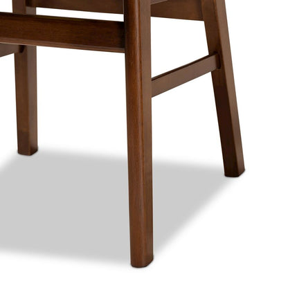 Grey Fabric Upholstered and Walnut Brown Finished Wood 5-Piece Dining Set