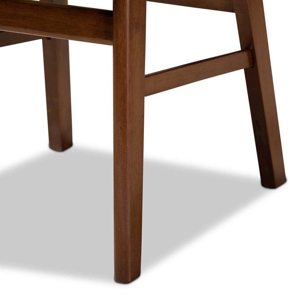 Sand Fabric Upholstered and Walnut Brown Finished Wood 2-Piece Dining Chair Set