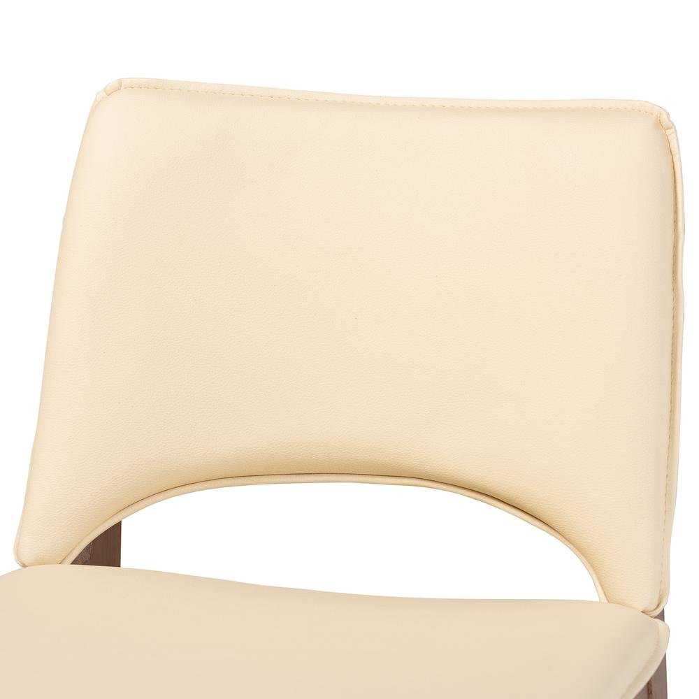 Leather Upholstered and Walnut Brown Finished Wood 2-Piece Dining Chair Set