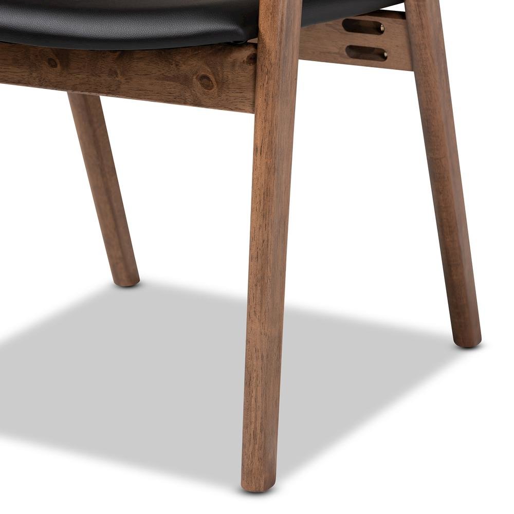 Leather Upholstered and Walnut Brown Finished Wood 7-Piece Dining Set