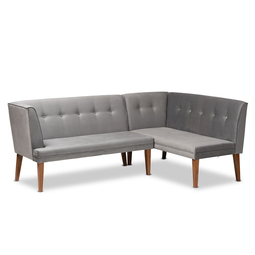 Walnut Brown Finished Wood 2-Piece Dining Nook Banquette Set