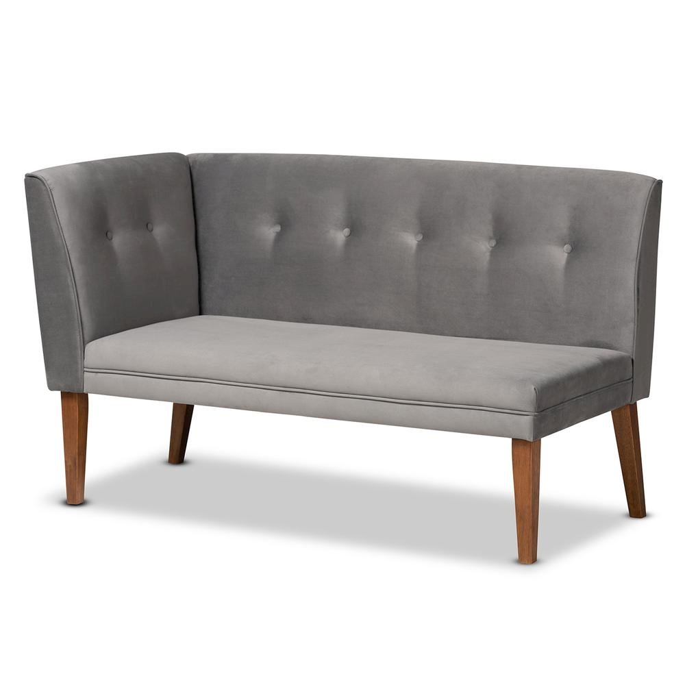 Walnut Brown Finished Wood 2-Piece Dining Nook Banquette Set