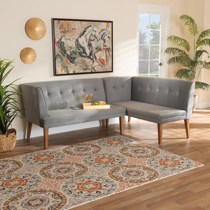 Walnut Brown Finished Wood 2-Piece Dining Nook Banquette Set