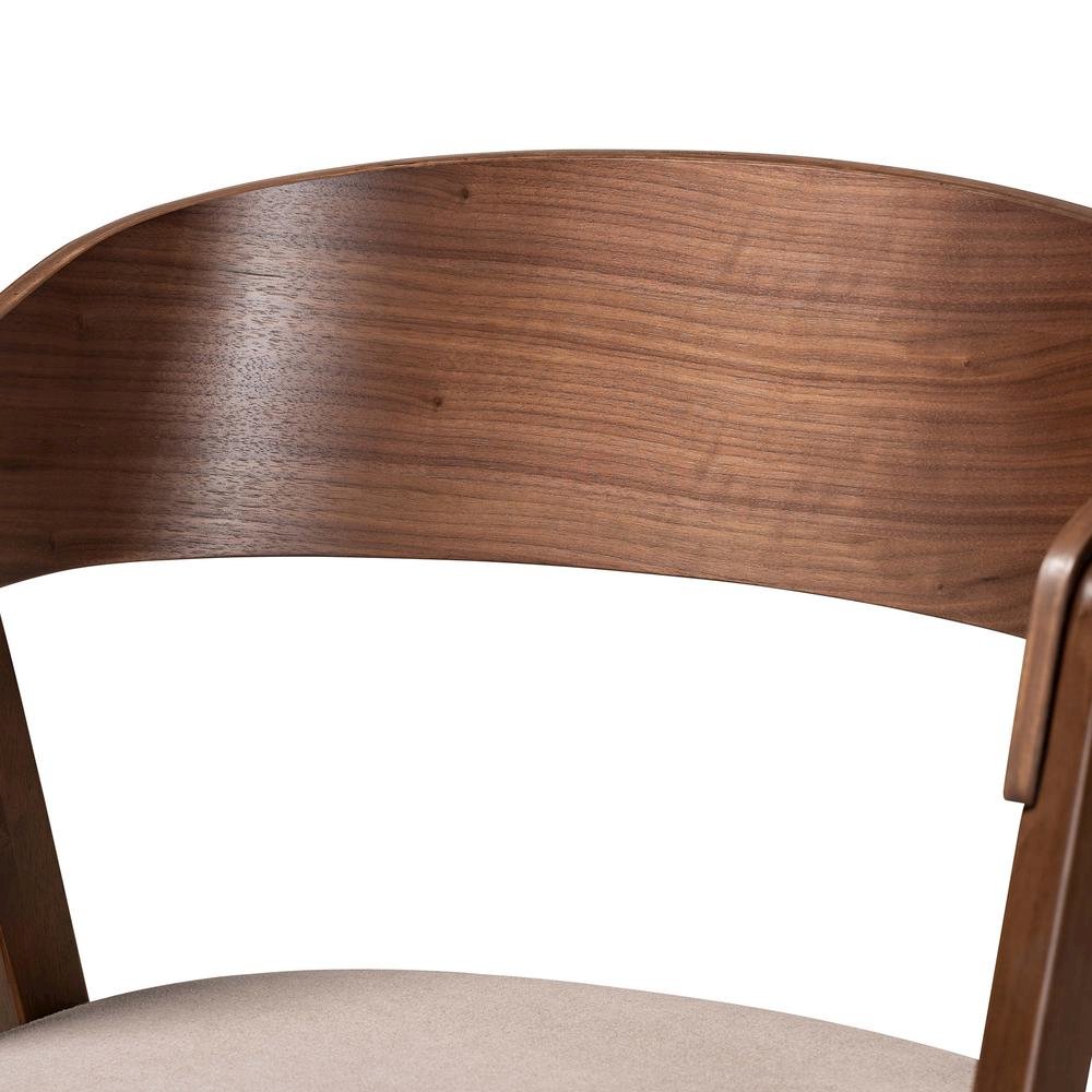 Beige Fabric Upholstered and Walnut Brown Finished Wood 2-Piece Dining Chair Set