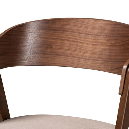 Beige Fabric Upholstered and Walnut Brown Finished Wood 2-Piece Dining Chair Set