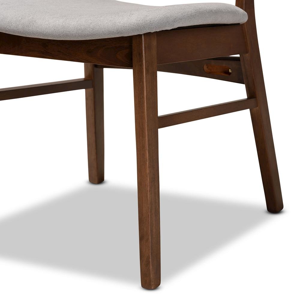 Grey Fabric Upholstered and Walnut Brown Finished Wood 5-Piece Dining Set