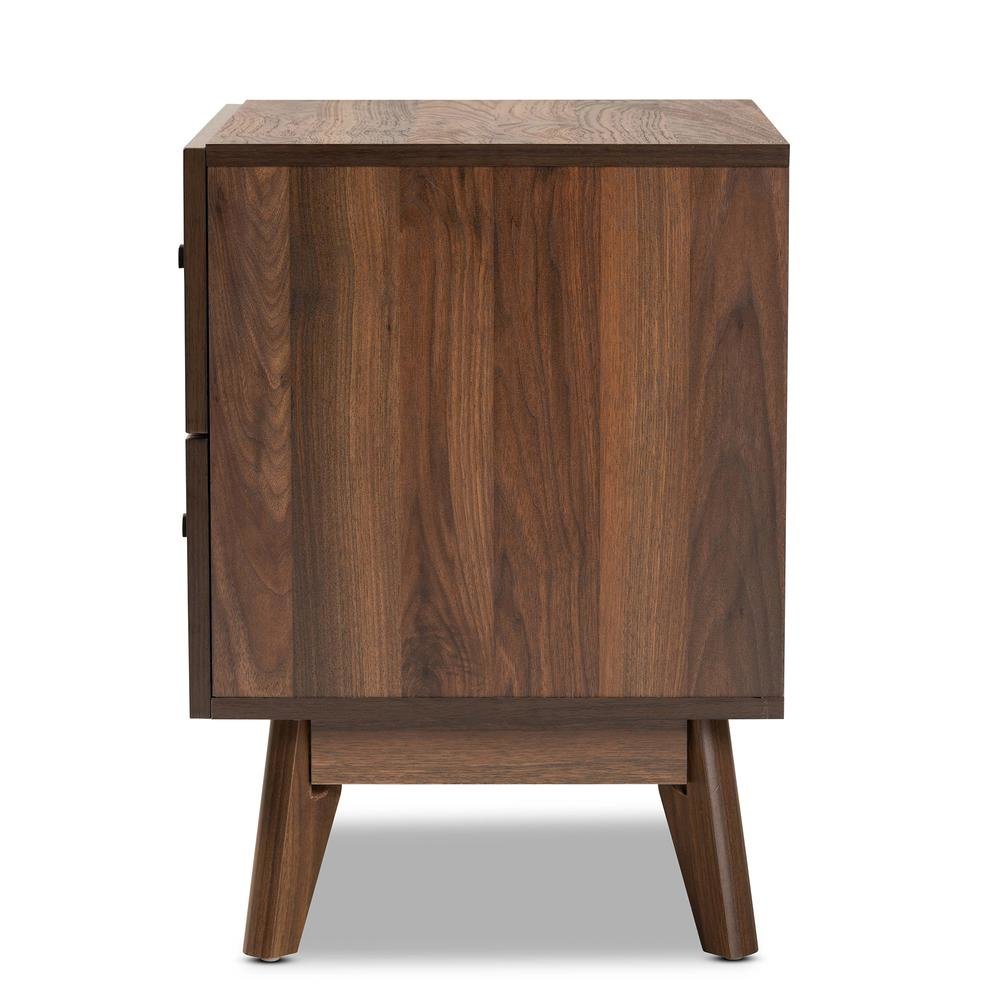 Hartman Mid-Century Modern Walnut Brown Finished Wood 2-Drawer Nightstand