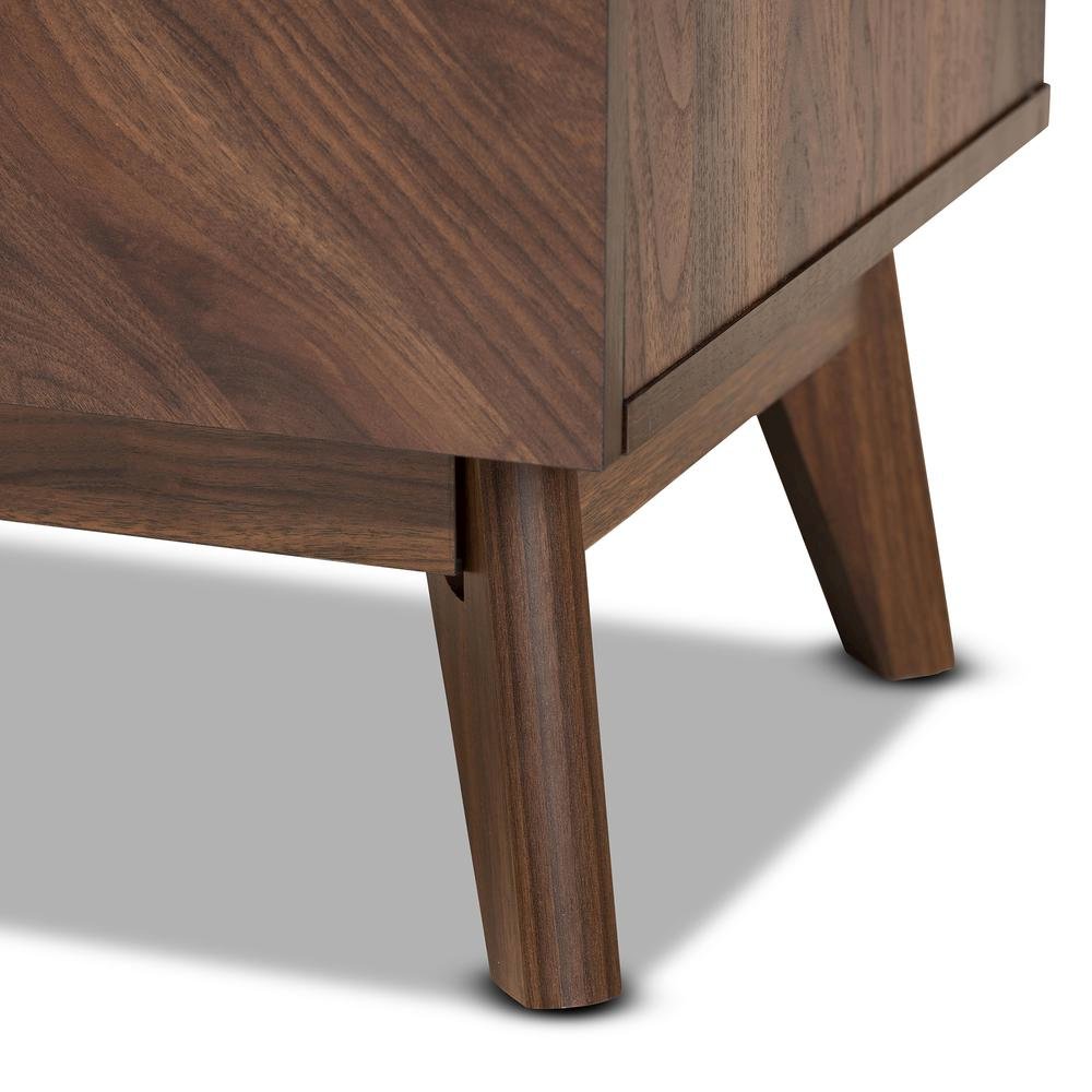 Hartman Mid-Century Modern Walnut Brown Finished Wood 2-Drawer Nightstand