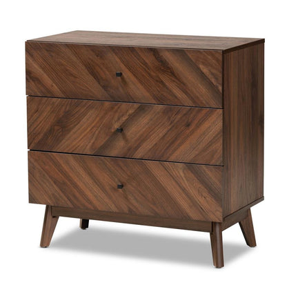 Hartman Mid-Century Modern Walnut Brown Finished Wood 3-Drawer Storage Chest