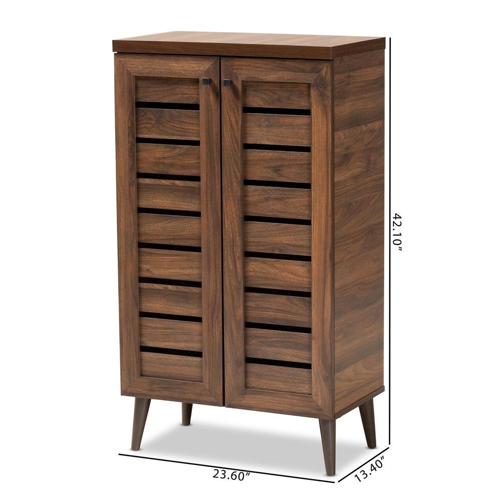 Walnut Brown Finished Wood 2-Door Shoe Storage Cabinet