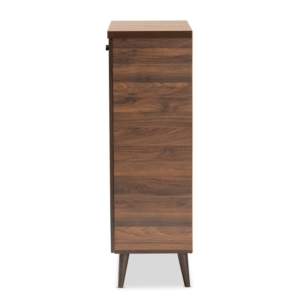 Walnut Brown Finished Wood 2-Door Shoe Storage Cabinet