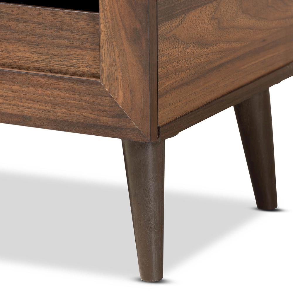 Walnut Brown Finished Wood 2-Door Shoe Storage Cabinet