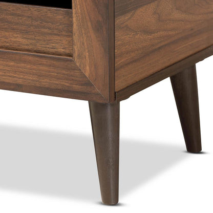 Walnut Brown Finished Wood 2-Door Shoe Storage Cabinet