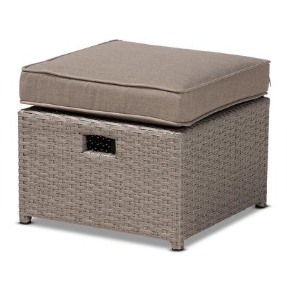 Grey Fabric Upholstered and Grey Finished Synthetic Rattan 6-Piece Patio Set