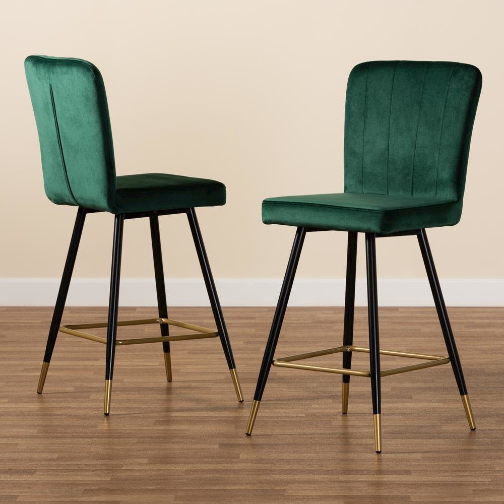 Gold Finished Metal 2-Piece Bar Stool Set