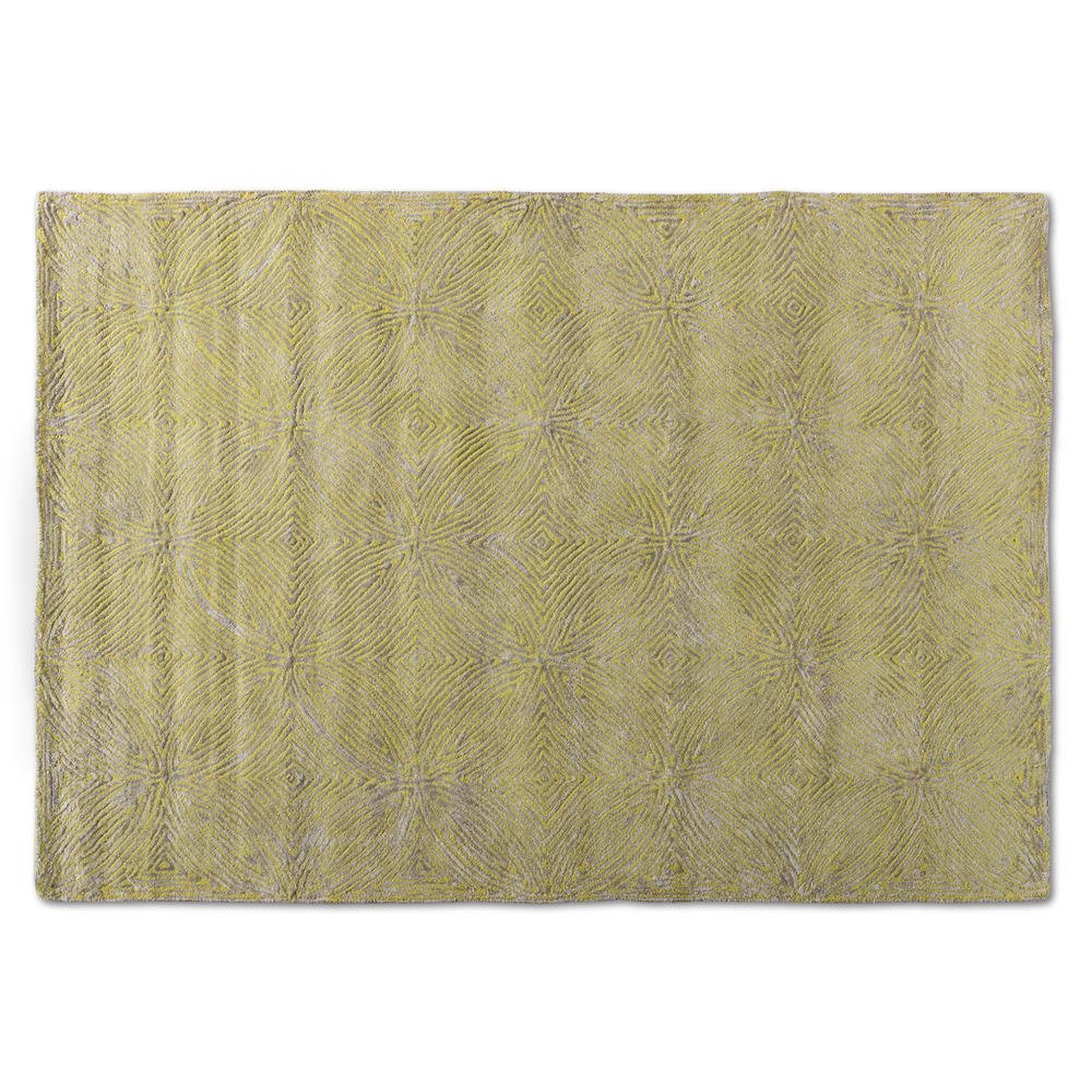 Lime Green and Grey Hand-Tufted Viscose Blend Area Rug