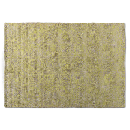 Lime Green and Grey Hand-Tufted Viscose Blend Area Rug
