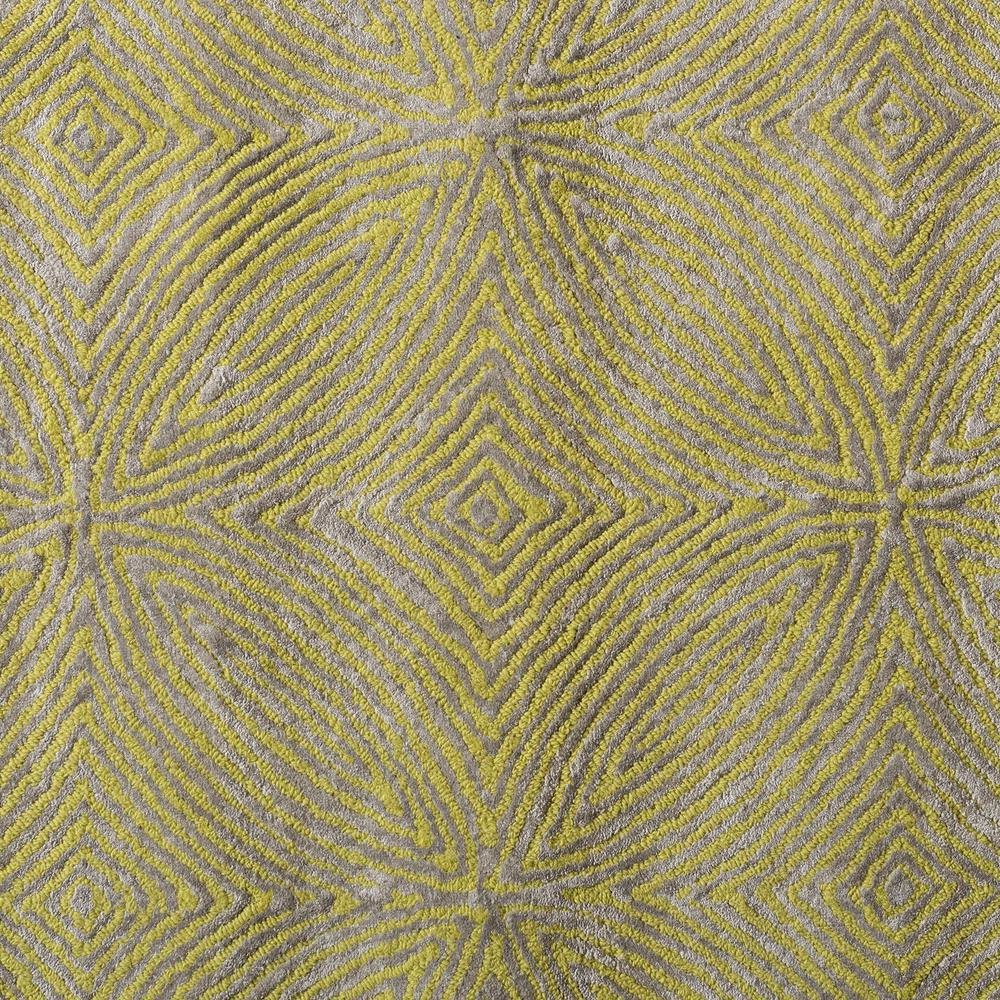Lime Green and Grey Hand-Tufted Viscose Blend Area Rug