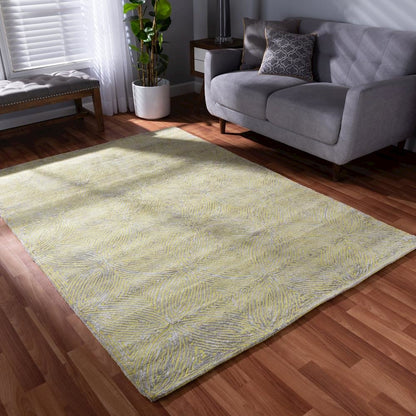 Lime Green and Grey Hand-Tufted Viscose Blend Area Rug