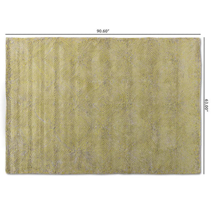 Lime Green and Grey Hand-Tufted Viscose Blend Area Rug