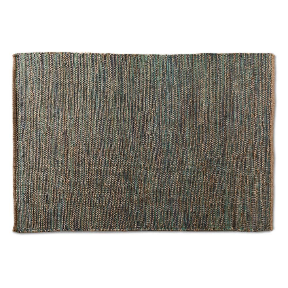 Michigan Modern and Contemporary Blue Handwoven Hemp Blend Area Rug