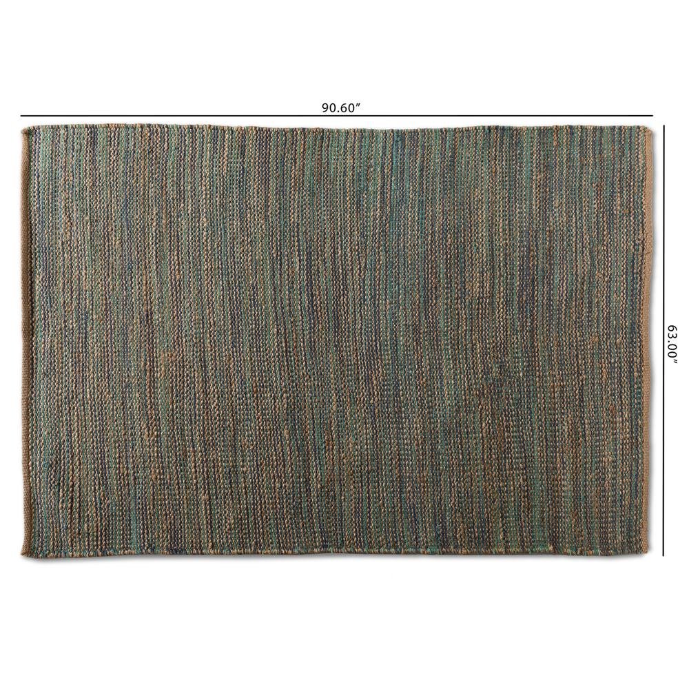 Michigan Modern and Contemporary Blue Handwoven Hemp Blend Area Rug