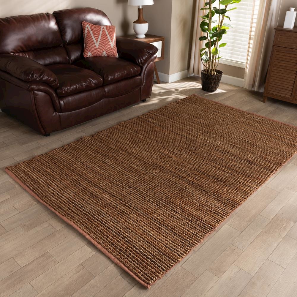 Zaguri Modern and Contemporary Natural Handwoven Leather Blend Area Rug