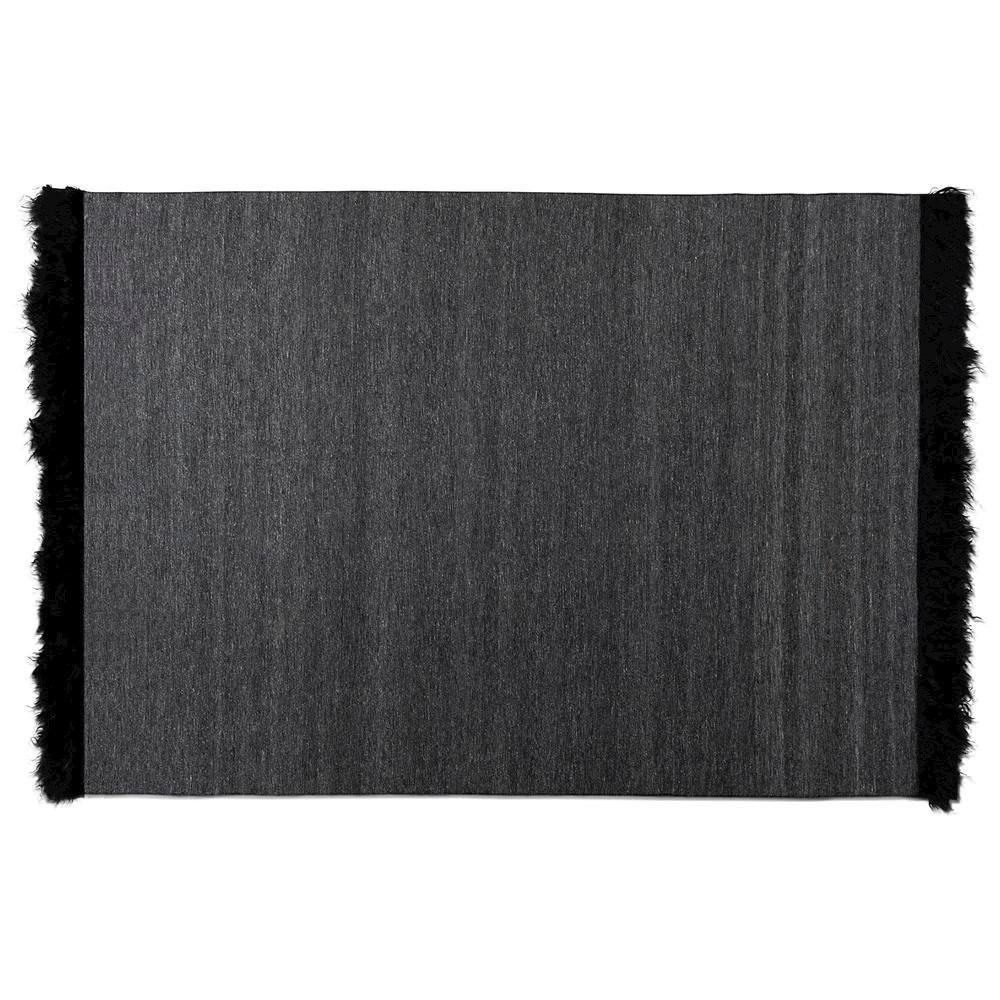 Dark Grey and Black Handwoven Wool Blend Area Rug