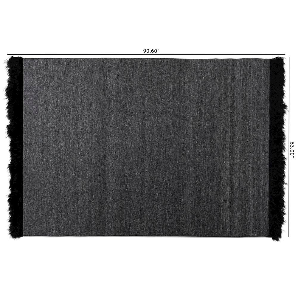 Dark Grey and Black Handwoven Wool Blend Area Rug
