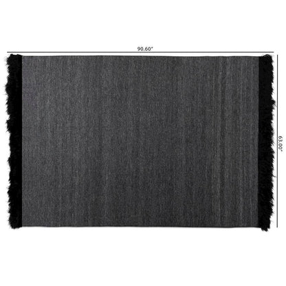 Dark Grey and Black Handwoven Wool Blend Area Rug