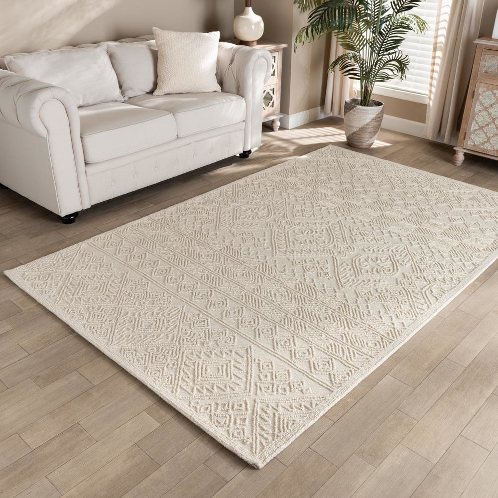 Baxton Studio Linwood Modern and Contemporary Ivory Hand-Tufted Wool Area Rug