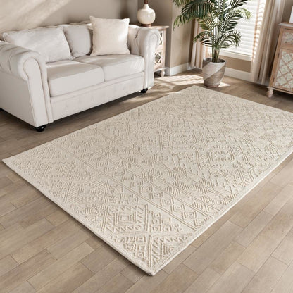 Baxton Studio Linwood Modern and Contemporary Ivory Hand-Tufted Wool Area Rug