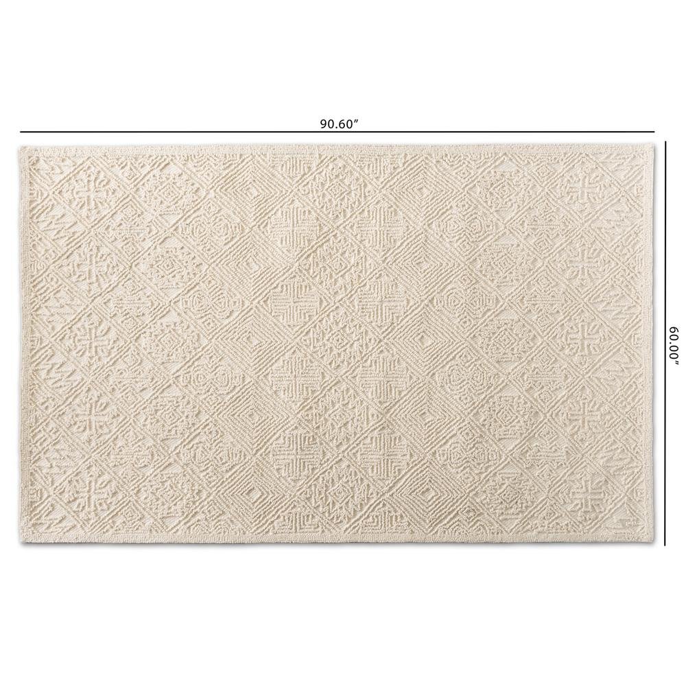 Baxton Studio Meltem Modern and Contemporary Ivory Handwoven Wool Area Rug