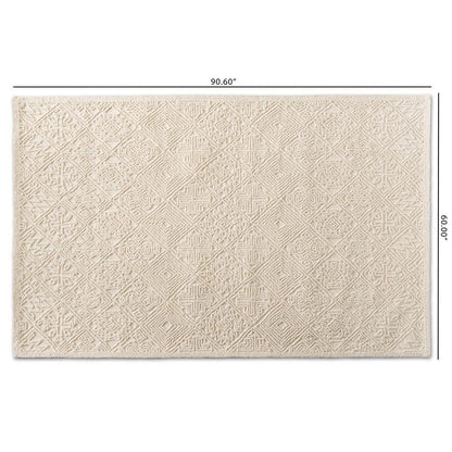 Baxton Studio Meltem Modern and Contemporary Ivory Handwoven Wool Area Rug