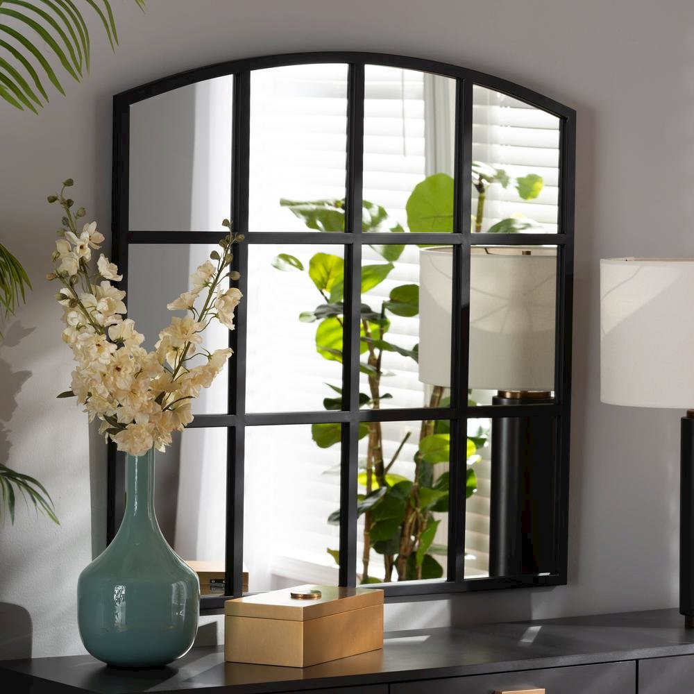 Barrington Modern and Contemporary Black Finished Metal Accent Wall Mirror