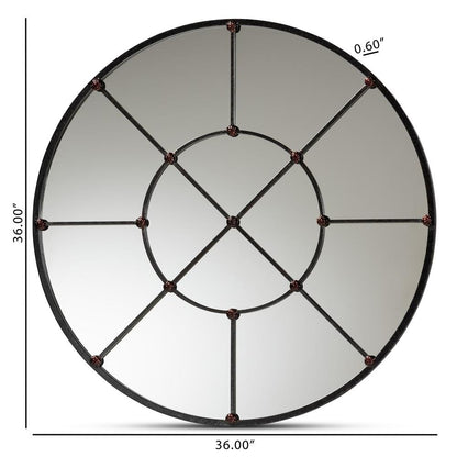Ohara Modern and Contemporary Black Finished Metal Accent Wall Mirror