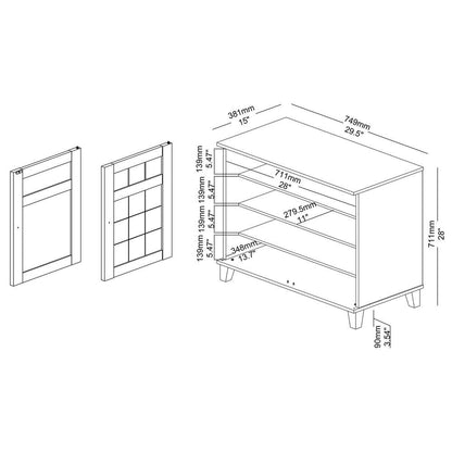 Oak Brown Finished Wood 2-Door Shoe Storage Cabinet