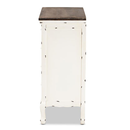 Antique White Finished Wood 5-Drawer Storage Cabinet