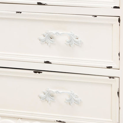 Antique White Finished Wood 5-Drawer Storage Cabinet