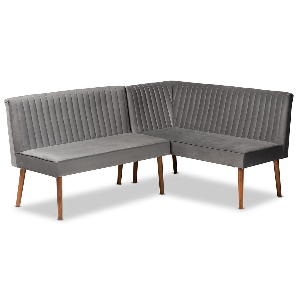 Walnut Brown Finished Wood 2-Piece Dining Nook Banquette Set