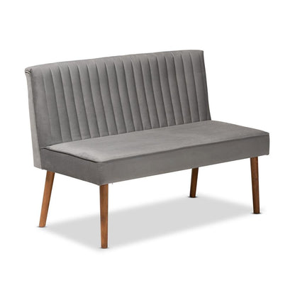 Walnut Brown Finished Wood 2-Piece Dining Nook Banquette Set