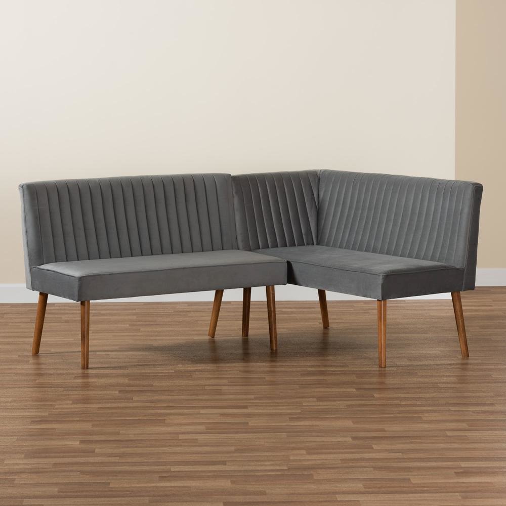 Walnut Brown Finished Wood 2-Piece Dining Nook Banquette Set