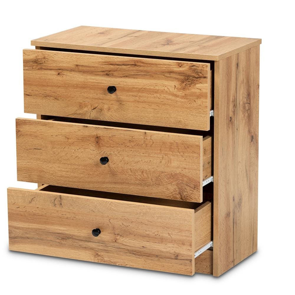 Decon Modern and Contemporary Oak Brown Finished Wood 3-Drawer Storage Chest
