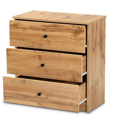 Decon Modern and Contemporary Oak Brown Finished Wood 3-Drawer Storage Chest