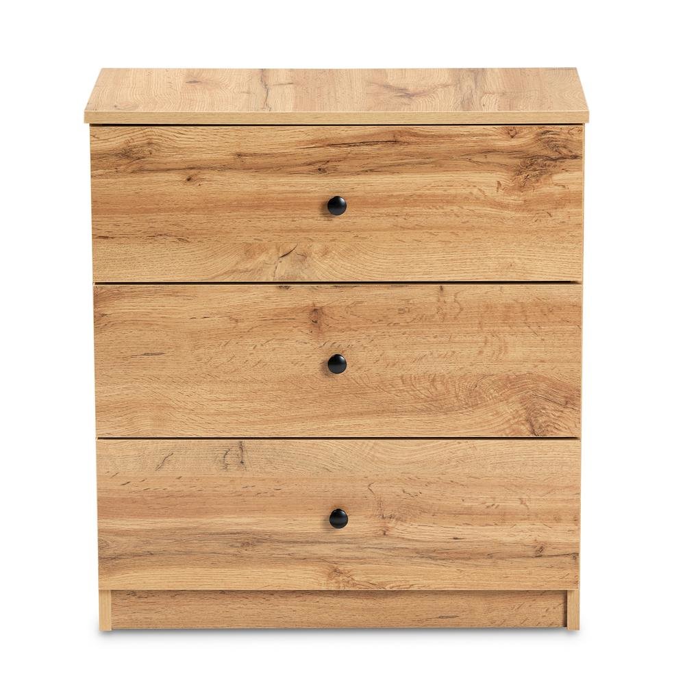Decon Modern and Contemporary Oak Brown Finished Wood 3-Drawer Storage Chest
