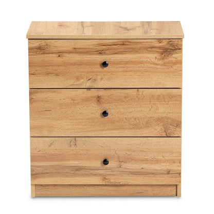 Decon Modern and Contemporary Oak Brown Finished Wood 3-Drawer Storage Chest