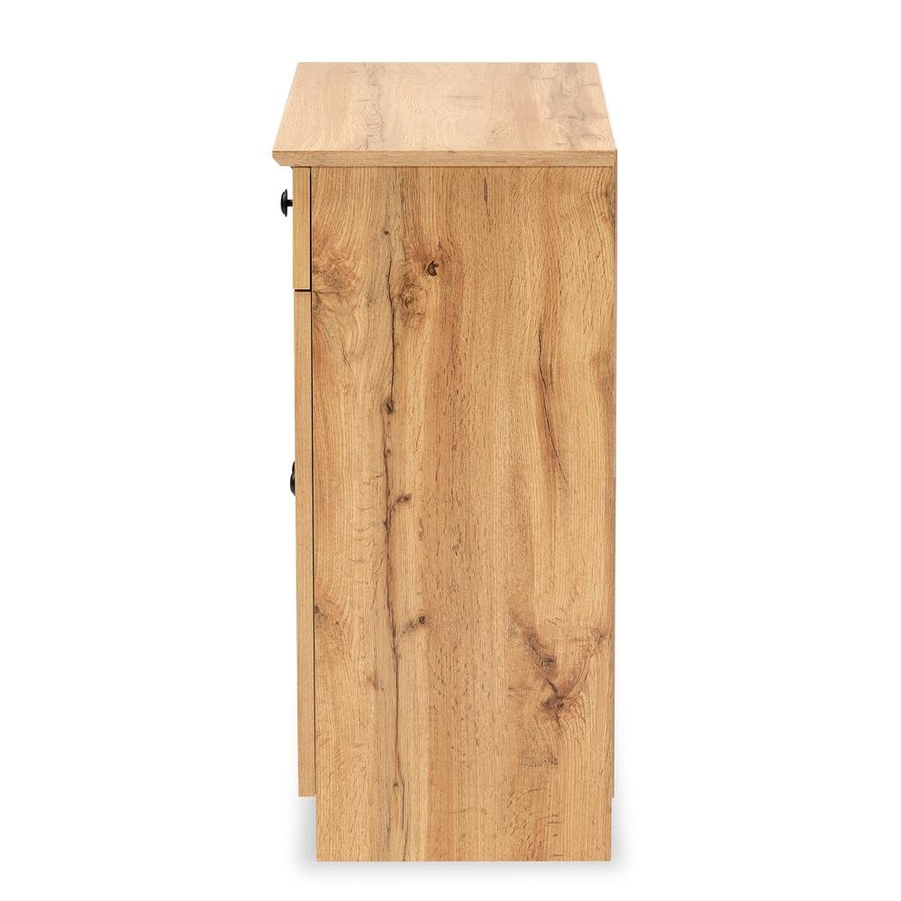 Oak Brown Finished Wood 2-Door Buffet Kitchen Cabinet